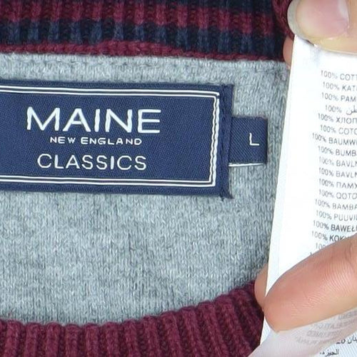 Maine New England Men's Red Cotton Crew Neck Jumper Size L