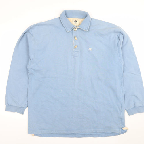 Fat Face Men’s Blue Collared Button Henley Sweatshirt 100% Cotton Size S