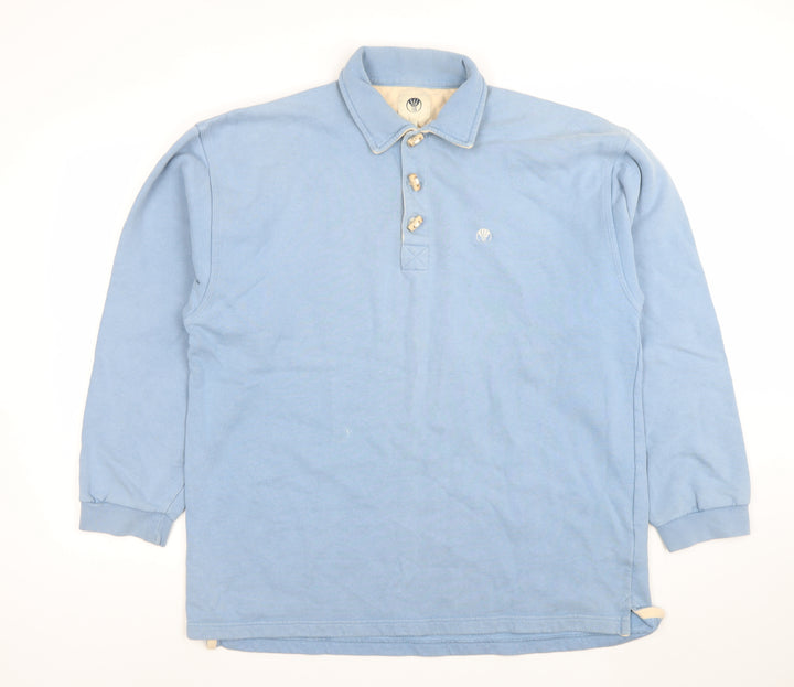 Fat Face Men’s Blue Collared Button Henley Sweatshirt 100% Cotton Size S
