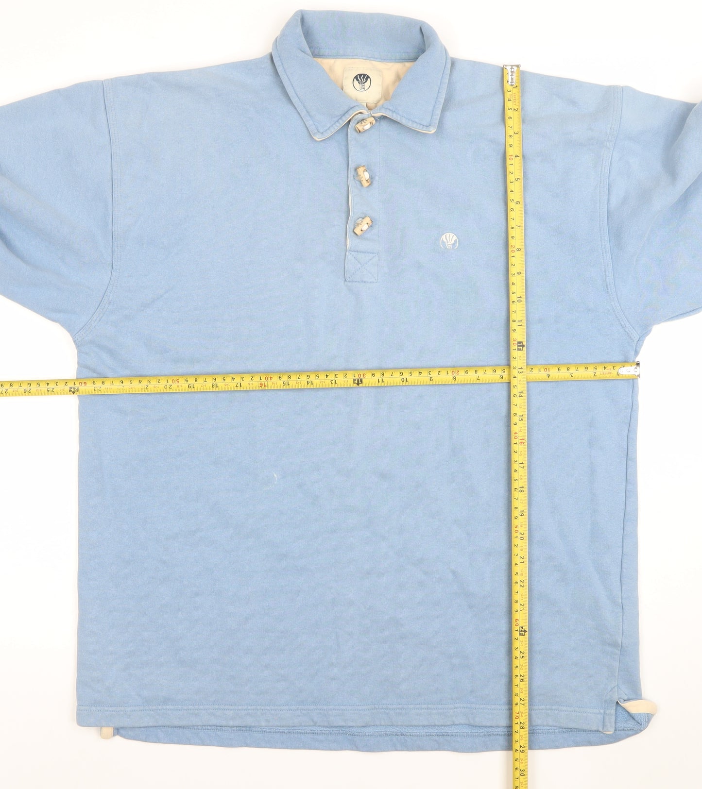 Fat Face Men’s Blue Collared Button Henley Sweatshirt 100% Cotton Size S