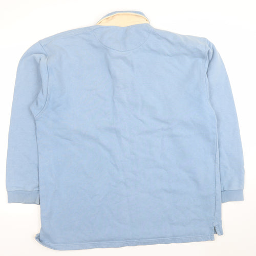Fat Face Men’s Blue Collared Button Henley Sweatshirt 100% Cotton Size S