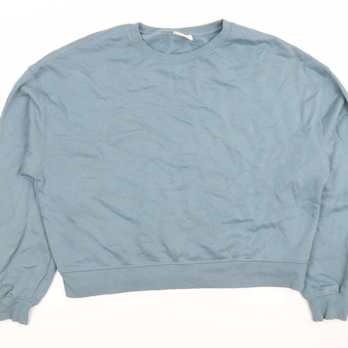 Pull & Bear Women’s Blue Cotton Blend Crew Neck Sweatshirt L