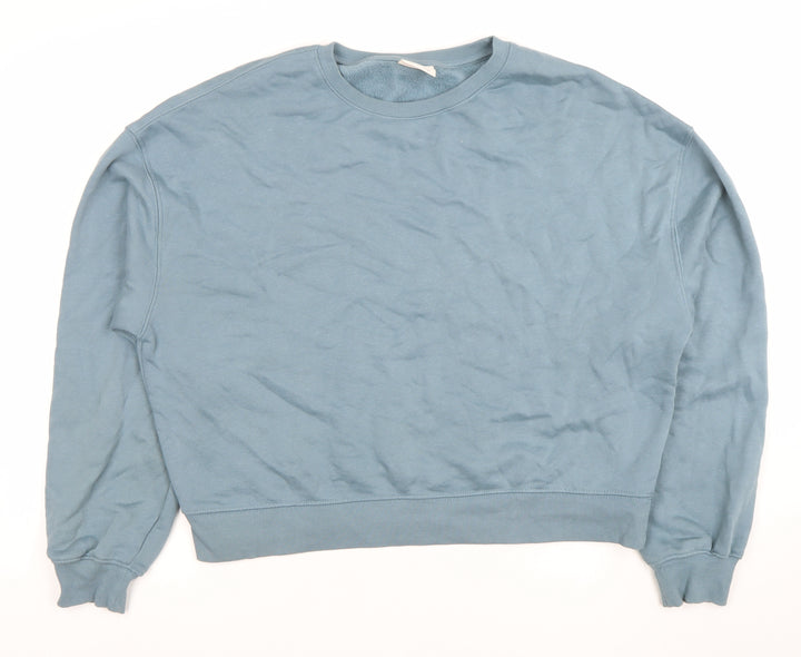 Pull & Bear Women’s Blue Cotton Blend Crew Neck Sweatshirt L