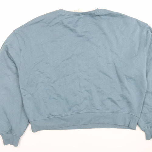Pull & Bear Women’s Blue Cotton Blend Crew Neck Sweatshirt L