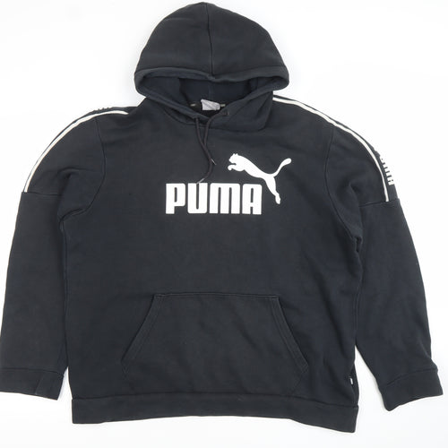 Puma Men's Black L Logo Pullover Hoodie Sweatshirt