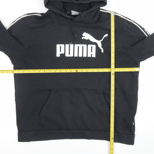 Puma Men's Black L Logo Pullover Hoodie Sweatshirt