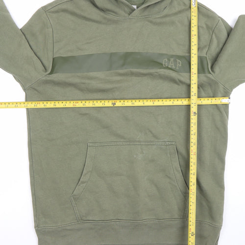 GAP Men’s Green Pullover Hoodie M Regular Fit Fleece Logo