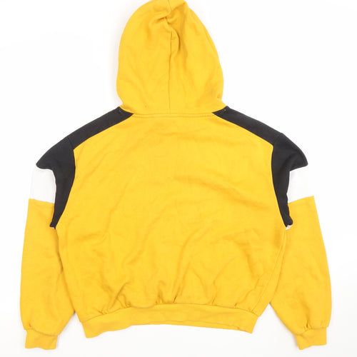 H&M Women Yellow Colourblock Hoodie, Size 14 L Cotton Blend Sweatshirt