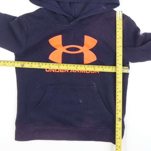 Under Armour Boys Navy Blue Pullover Hoodie 3T Cotton Blend Logo Sweatshirt