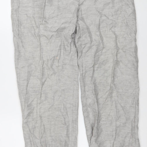 Quin and Donnelly Womens Grey Linen Wide Leg Summer Trousers Size 12