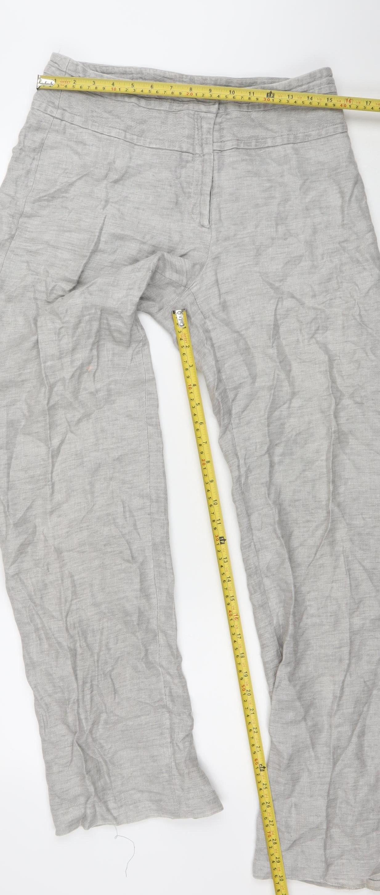 Quin and Donnelly Womens Grey Linen Wide Leg Summer Trousers Size 12