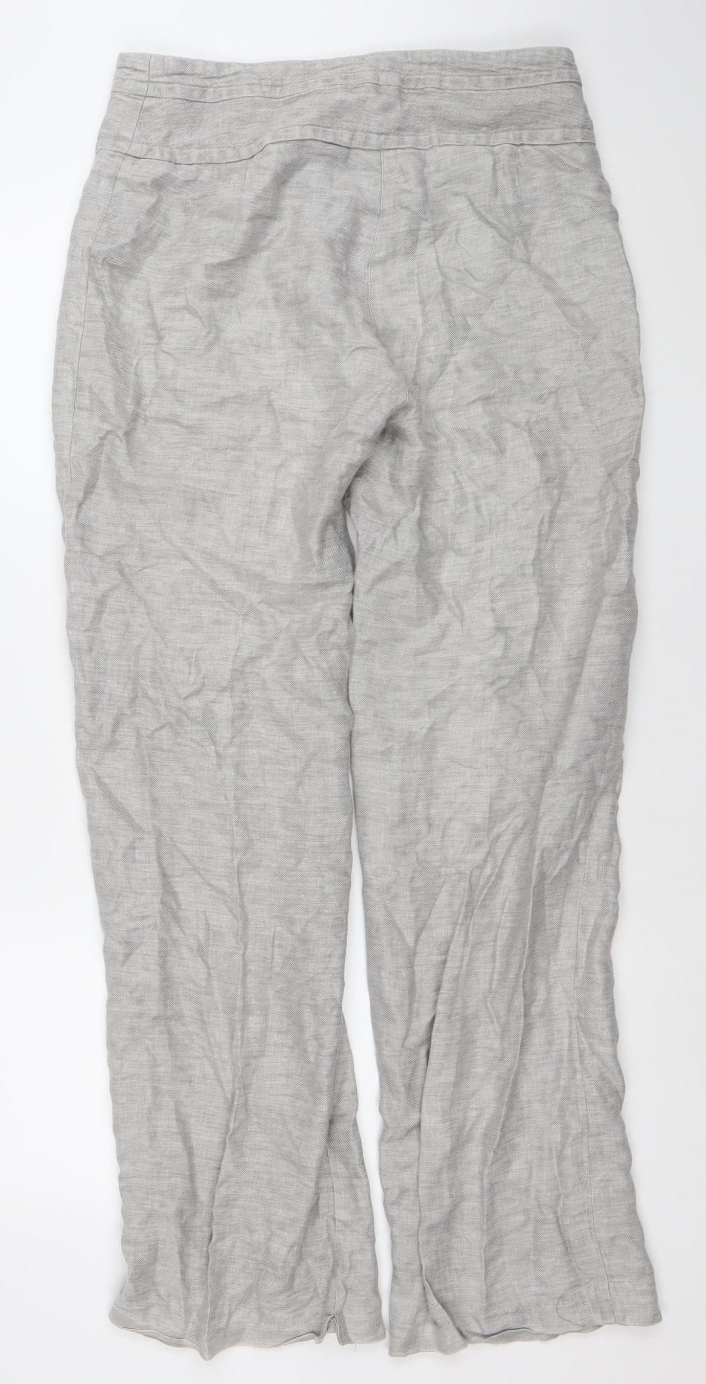 Quin and Donnelly Womens Grey Linen Wide Leg Summer Trousers Size 12