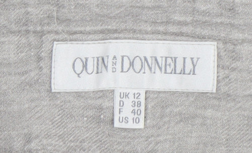 Quin and Donnelly Womens Grey Linen Wide Leg Summer Trousers Size 12