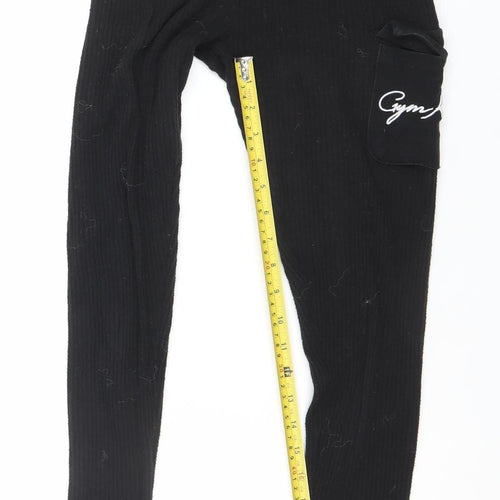 Gym King Womens Black Ribbed Leggings Size 8 Slim Fit Activewear