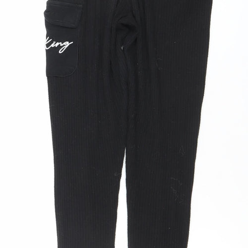 Gym King Womens Black Ribbed Leggings Size 8 Slim Fit Activewear
