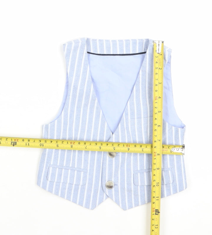 Marks and Spencer Boys Blue Striped Waistcoat 18-24 Months Formal Suit