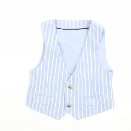 Marks and Spencer Boys Blue Striped Waistcoat 18-24 Months Formal Suit
