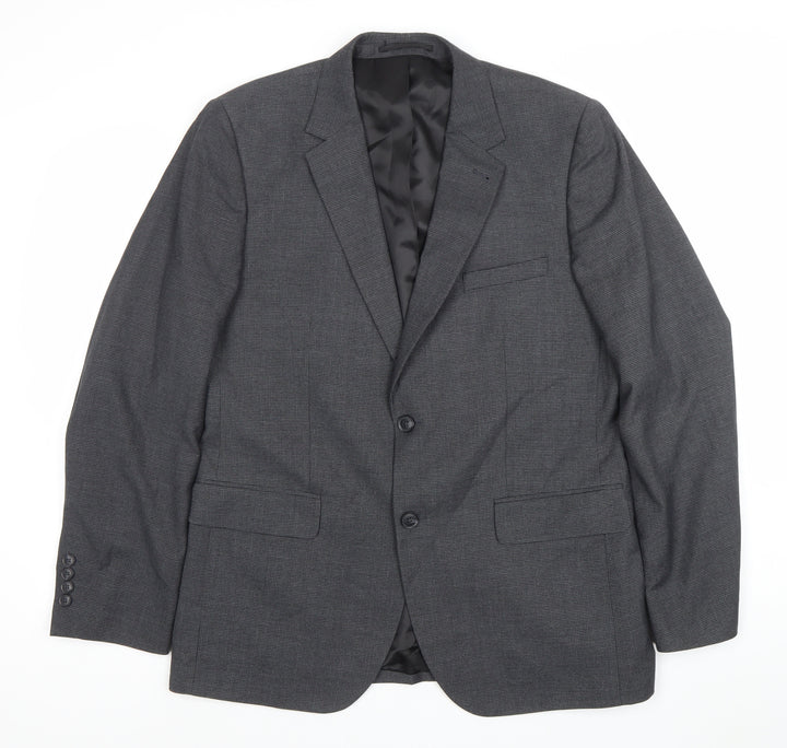 Tu Man Grey 40R Tailored Fit Single Breasted Blazer Jacket