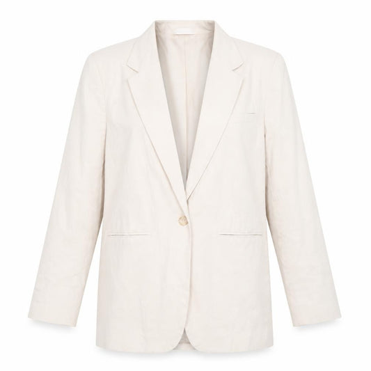 Front view of ASOS Design Women's Beige Single-Breasted Blazer UK 12 Polyester