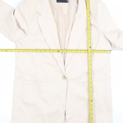 ASOS Design Women's Beige Single-Breasted Blazer UK 12 Polyester