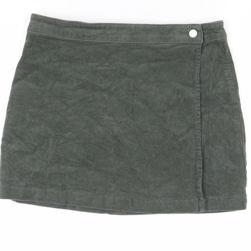 Oasis Women Green Corduroy Short Skirt Size 12 Casual