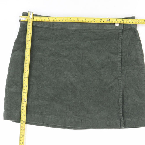 Oasis Women Green Corduroy Short Skirt Size 12 Casual