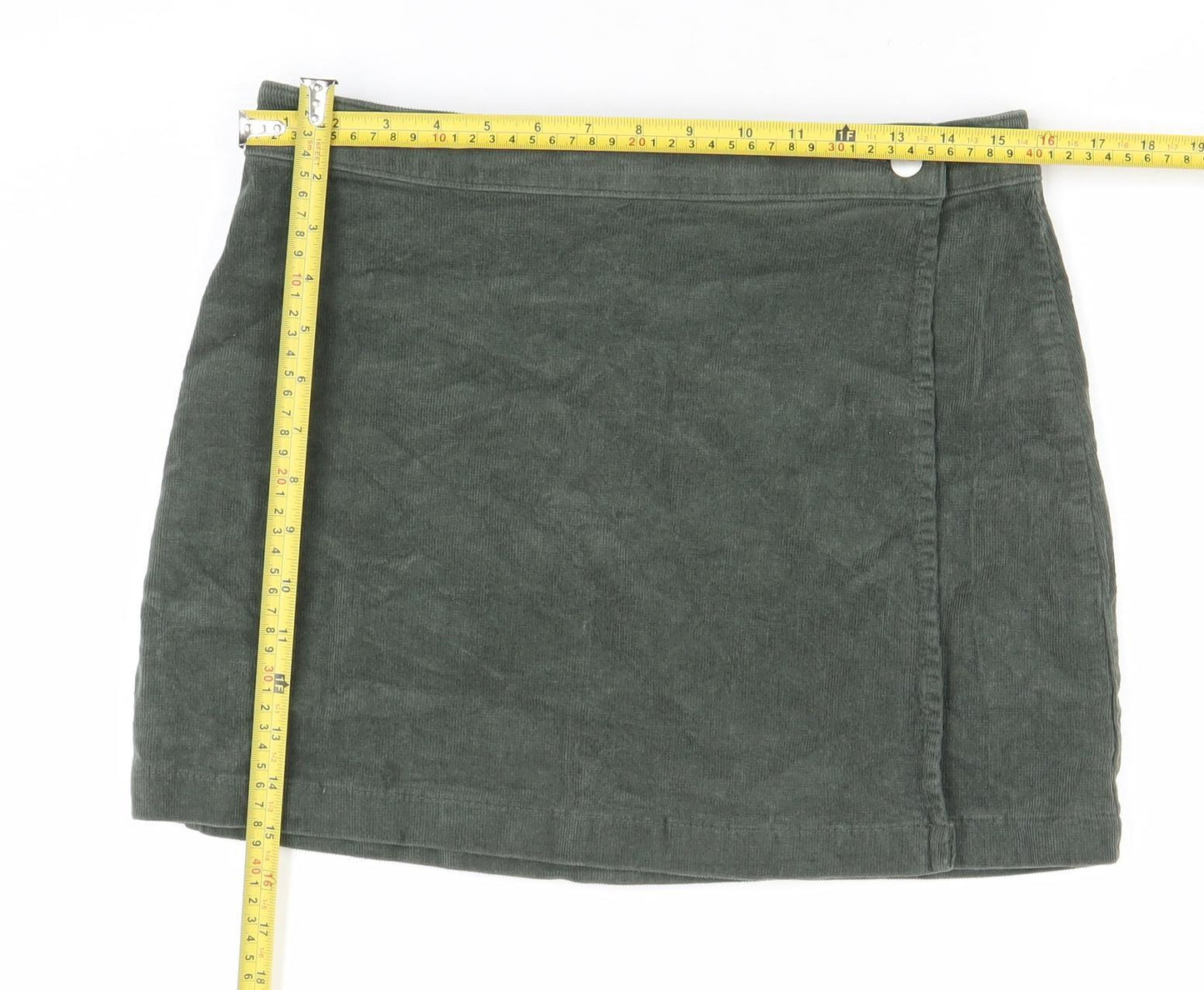 Oasis Women Green Corduroy Short Skirt Size 12 Casual