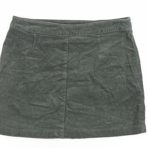 Oasis Women Green Corduroy Short Skirt Size 12 Casual