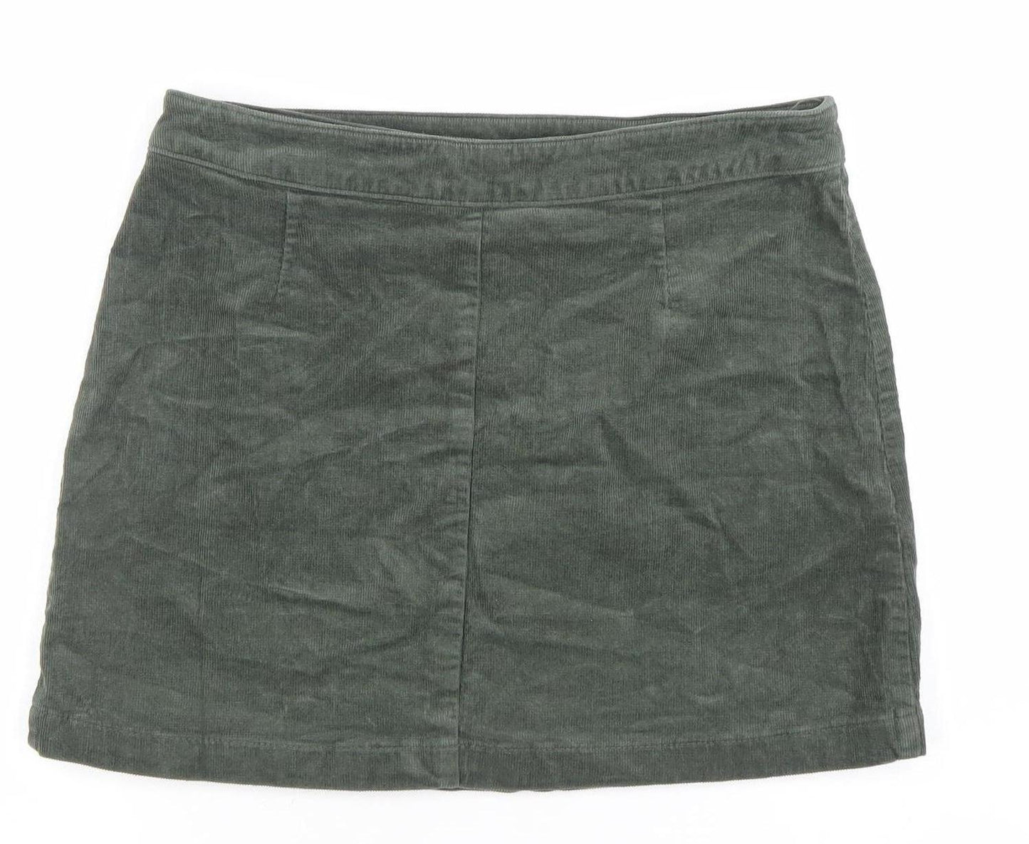 Oasis Women Green Corduroy Short Skirt Size 12 Casual