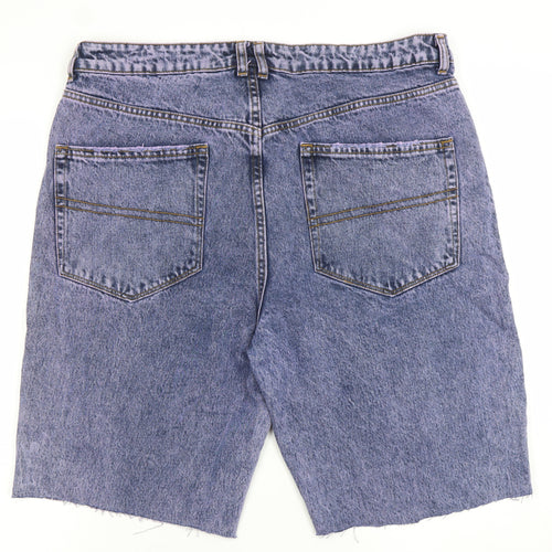 Marks and Spencer Women Blue High Rise Denim Bermuda Shorts Size 14
