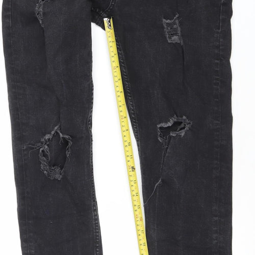 Firetrap Men’s Black Skinny Stretch Distressed Jeans 36L