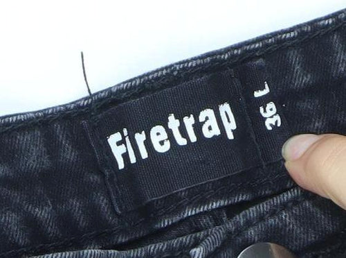 Firetrap Men’s Black Skinny Stretch Distressed Jeans 36L