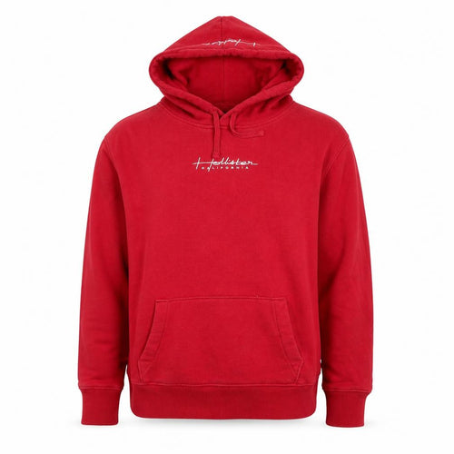Hollister Mens Red Hoodie Pullover S Logo Fleece Long Sleeve