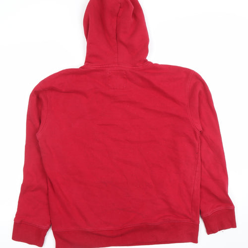 Hollister Mens Red Hoodie Pullover S Logo Fleece Long Sleeve