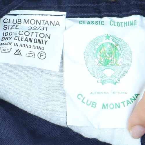 Club Montana Men's Blue Corduroy Chino Trousers Size 32