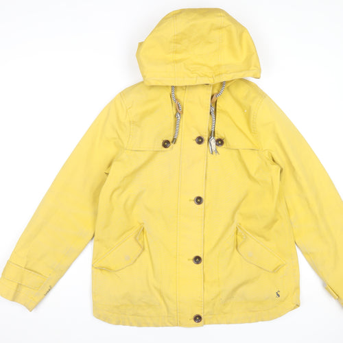 Joules Women Yellow Waterproof Hooded Rain Jacket Size 12
