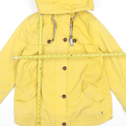 Joules Women Yellow Waterproof Hooded Rain Jacket Size 12