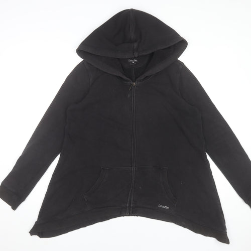 Calvin Klein Performance Black Full Zip Hoodie Women M Fleece Cotton Blend