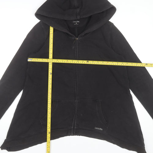 Calvin Klein Performance Black Full Zip Hoodie Women M Fleece Cotton Blend