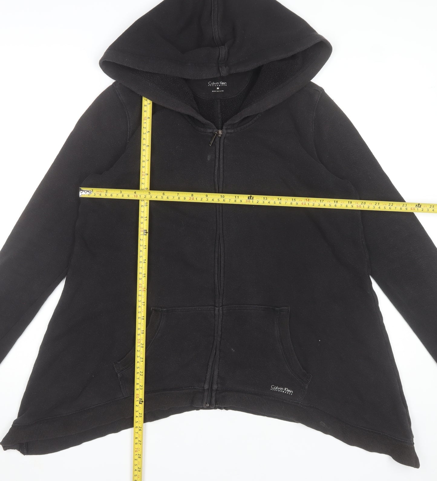 Calvin Klein Performance Black Full Zip Hoodie Women M Fleece Cotton Blend