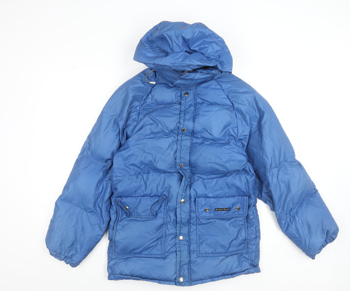 Macbean Men Blue Down Puffer Jacket S Hooded Winter Coat