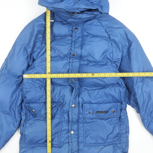 Macbean Men Blue Down Puffer Jacket S Hooded Winter Coat