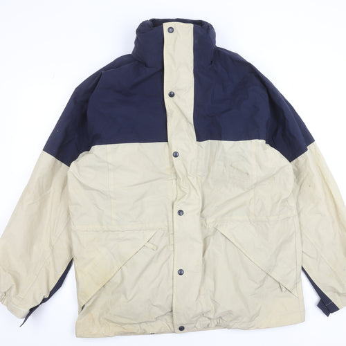 Jerzees Men's Beige & Navy Waterproof Parka Jacket Size L Outdoor