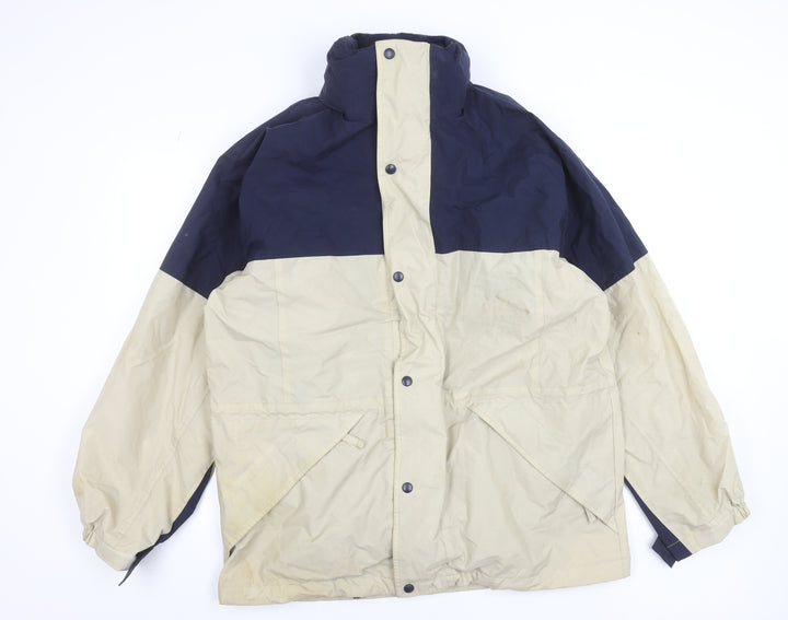 Jerzees Men's Beige & Navy Waterproof Parka Jacket Size L Outdoor