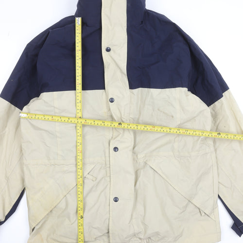 Jerzees Men's Beige & Navy Waterproof Parka Jacket Size L Outdoor