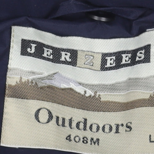 Jerzees Men's Beige & Navy Waterproof Parka Jacket Size L Outdoor