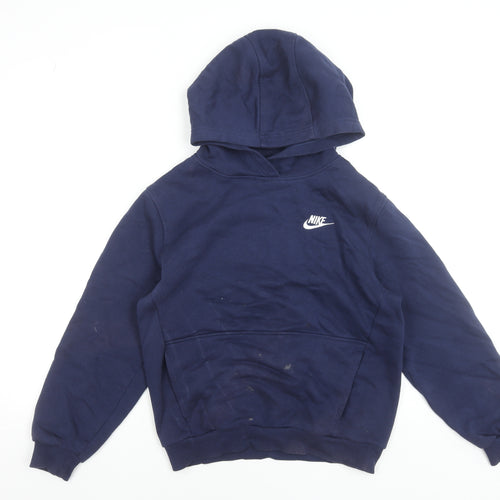 Nike Boys Blue Pullover Hoodie Large 147-158cm Cotton Blend Sportswear