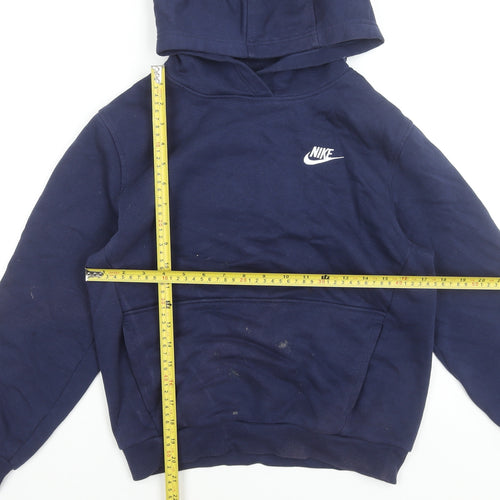 Nike Boys Blue Pullover Hoodie Large 147-158cm Cotton Blend Sportswear