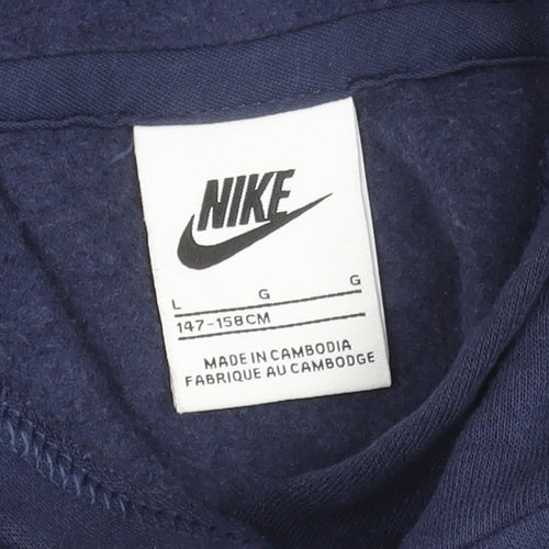 Nike Boys Blue Pullover Hoodie Large 147-158cm Cotton Blend Sportswear