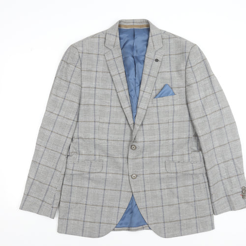 Brook Taverner Men's Grey Check Wool Blend Blazer 42R Classic Fit